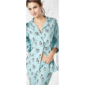 Blue Penguins on Parade Women's Stretch Long Sleeve Classic Pajamas